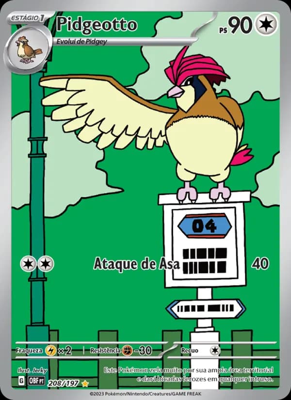 Pidgeotto, carta 208 de Obsidiana em Chamas