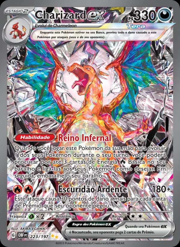 Charizard ex, carta 223 de Obsidiana em Chamas