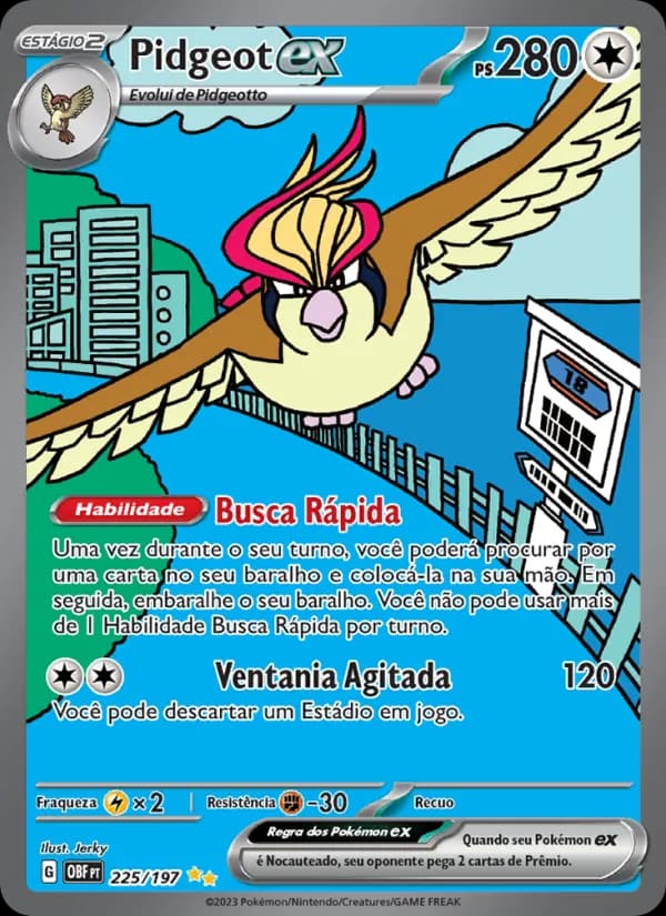 Pidgeot ex, carta 225 de Obsidiana em Chamas