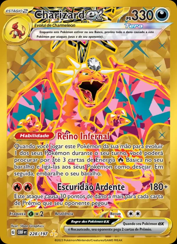 Charizard ex, carta 228 de Obsidiana em Chamas