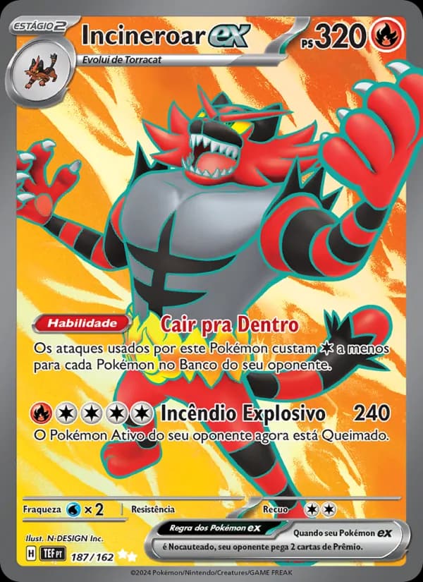 Incineroar ex, carta 187 de Forças Temporais