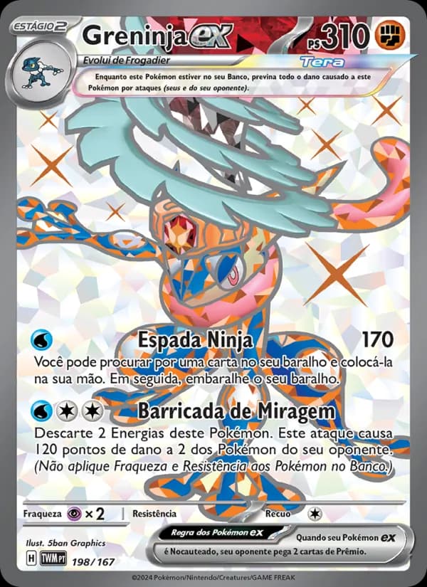 Greninja ex, carta 198 de Máscaras do Crepúsculo