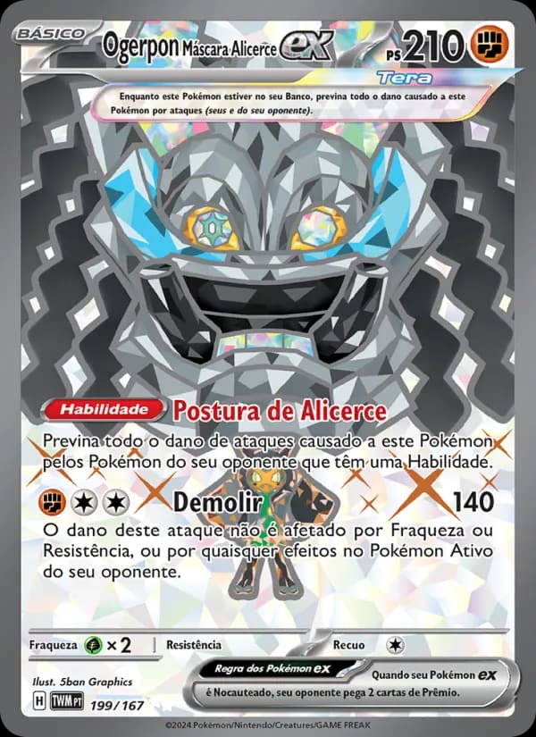Ogerpon Máscara Alicerce ex, carta 199 de Máscaras do Crepúsculo