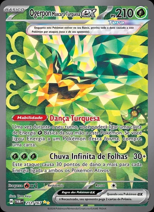 Ogerpon Máscara Turquesa ex, carta 211 de Máscaras do Crepúsculo