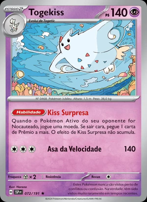 Togekiss, carta 072 de Fagulhas Impetuosas