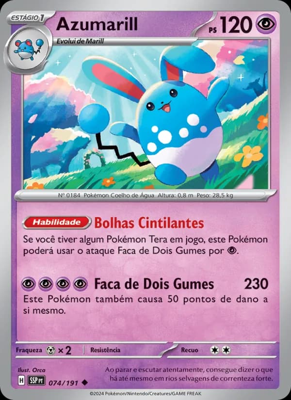 Azumarill, carta 074 de Fagulhas Impetuosas