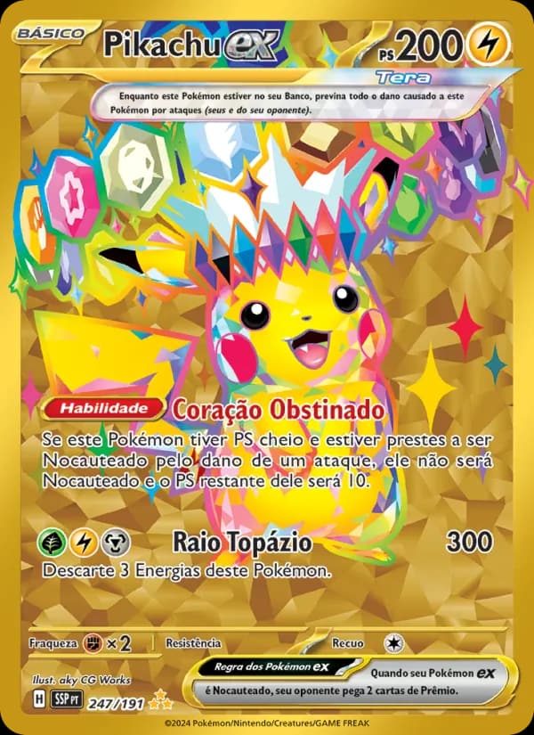 Pikachu ex, carta 247 de Fagulhas Impetuosas