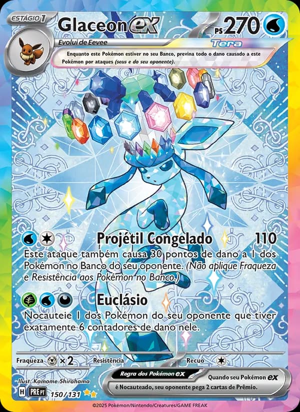 Glaceon ex, carta 150 de Evoluções Prismáticas