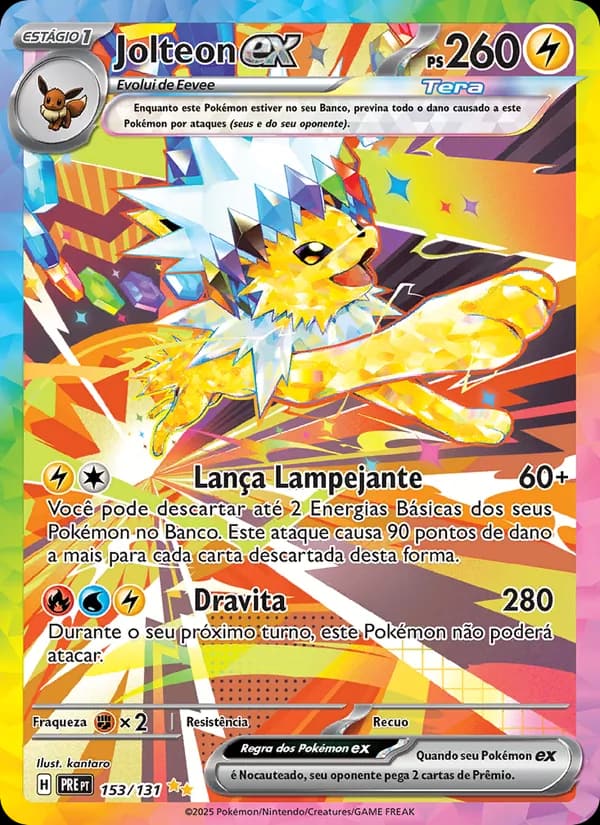 Jolteon ex, carta 153 de Evoluções Prismáticas