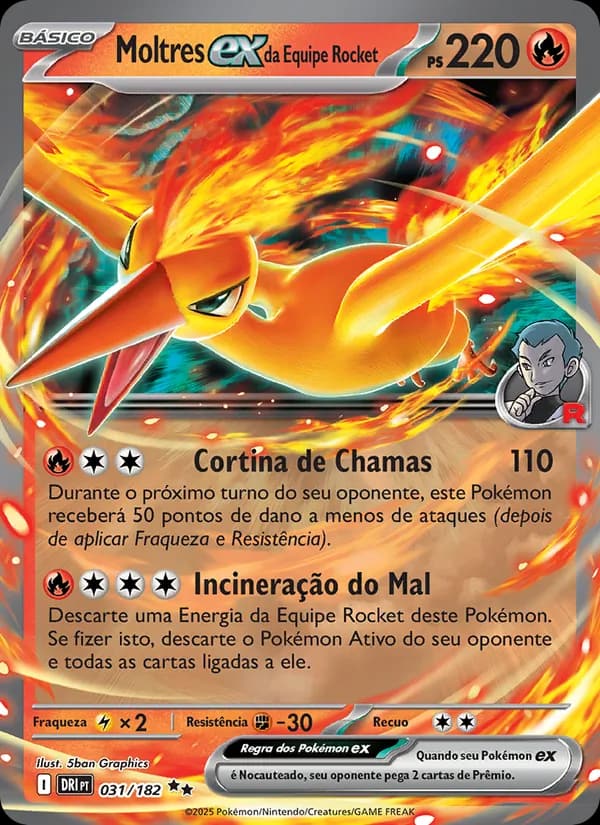 Moltres ex da Equipe Rocket, carta 031 de Rivais Predestinados