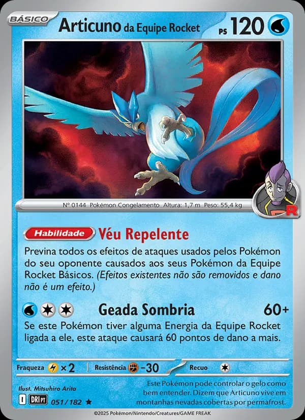 Articuno da Equipe Rocket, carta 051 de Rivais Predestinados