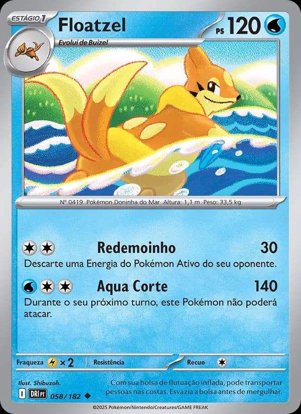 Floatzel, carta 058 de Rivais Predestinados