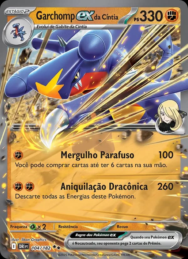 Garchomp ex da Cíntia, carta 104 de Rivais Predestinados