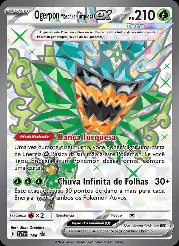 Ogerpon Máscara Turquesa ex, carta 166 de SVP Black Star Promos