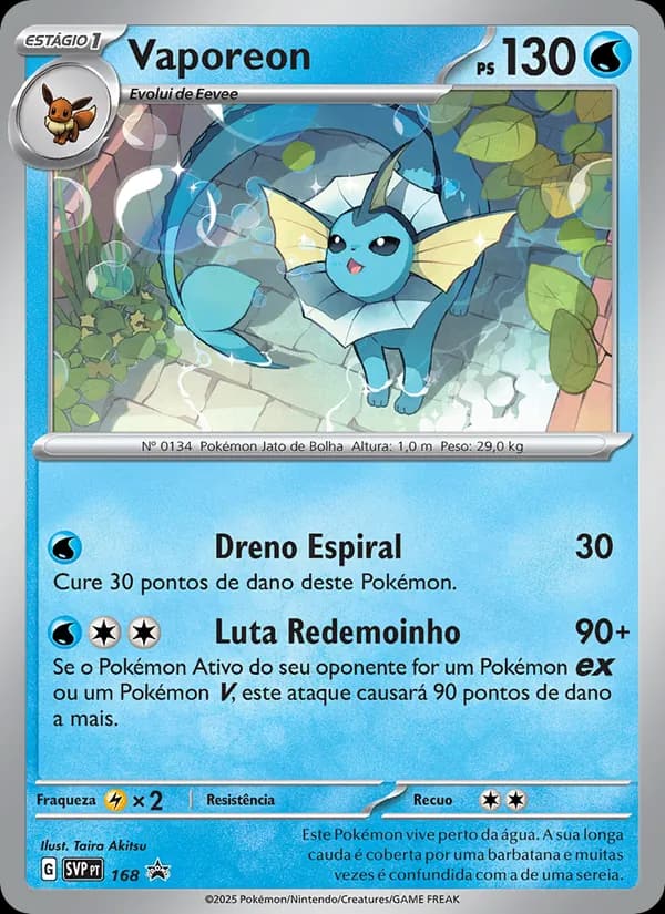 Vaporeon, carta 168 de SVP Black Star Promos