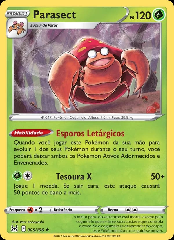 Parasect, carta 005 de Origem Perdida