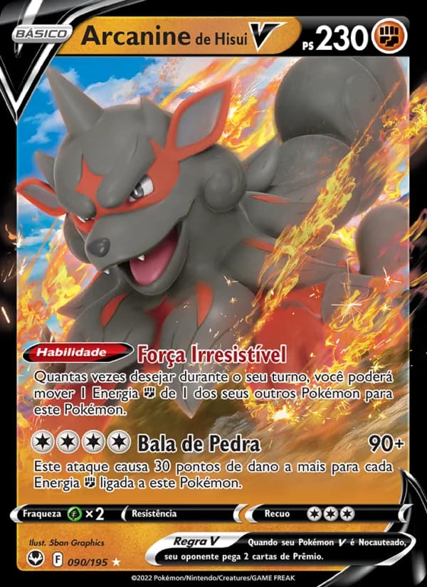 Arcanine de Hisui V, carta 090 de Tempestade Prateada