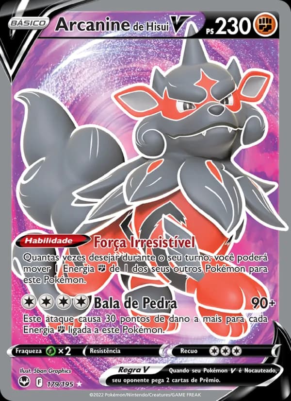 Arcanine de Hisui V, carta 179 de Tempestade Prateada