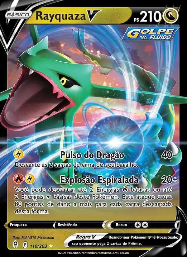 Rayquaza V, carta 110 de Céus em Evolução