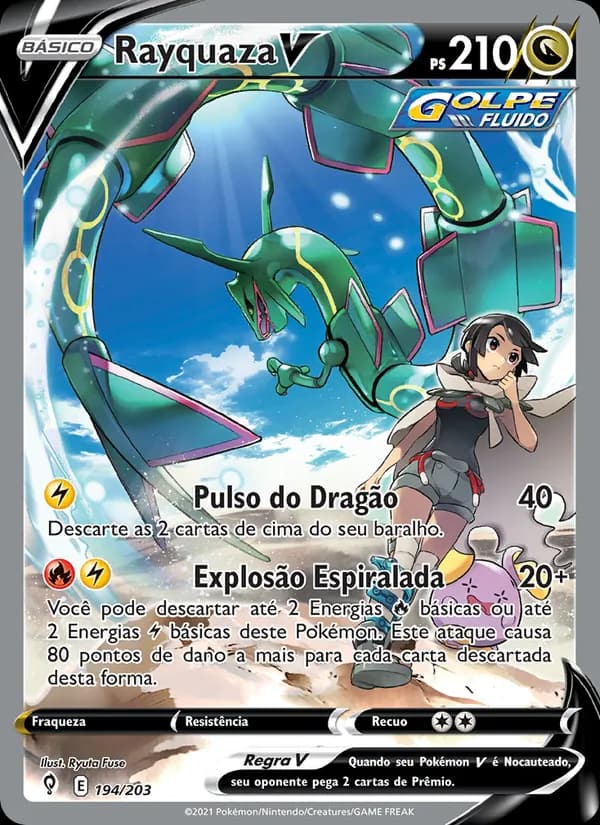 Rayquaza V, carta 194 de Céus em Evolução