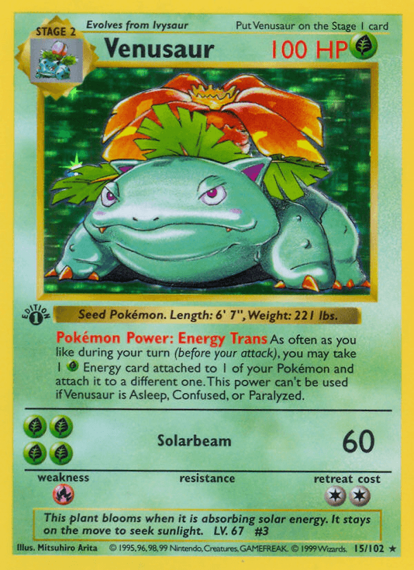 Venusaur, carta 15 de Base Set
