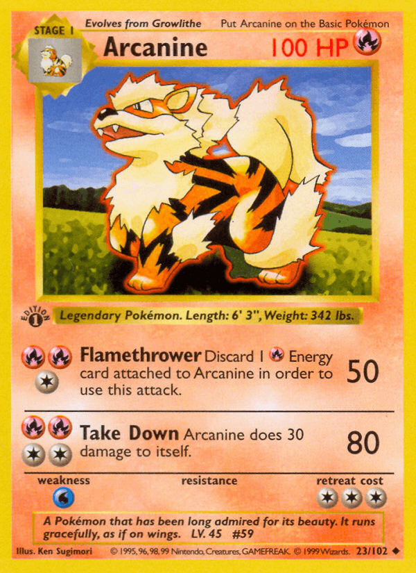Arcanine, carta 23 de Base Set