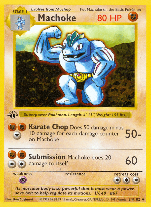Machoke, carta 34 de Base Set