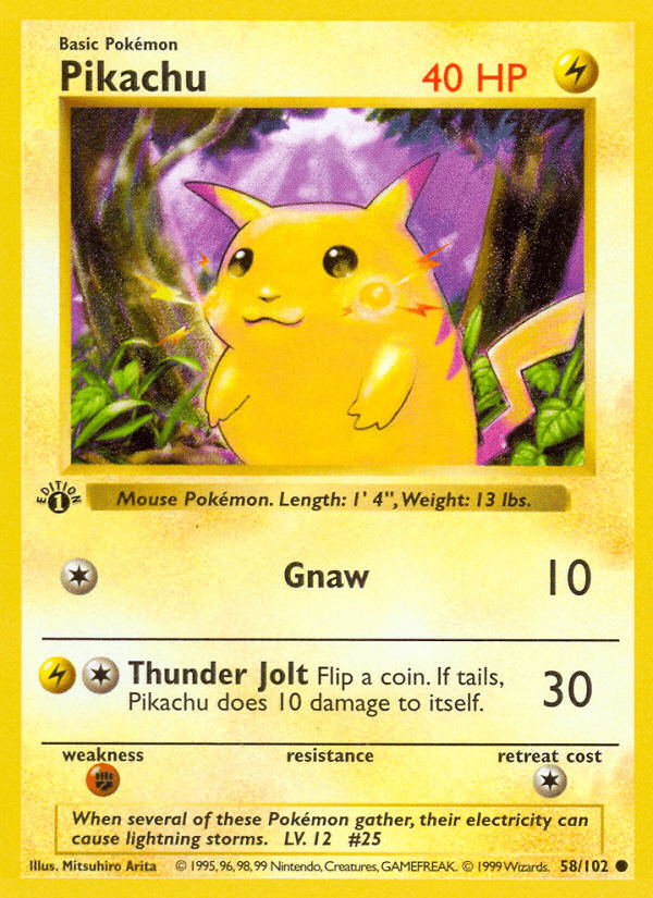 Pikachu, carta 58 de Base Set