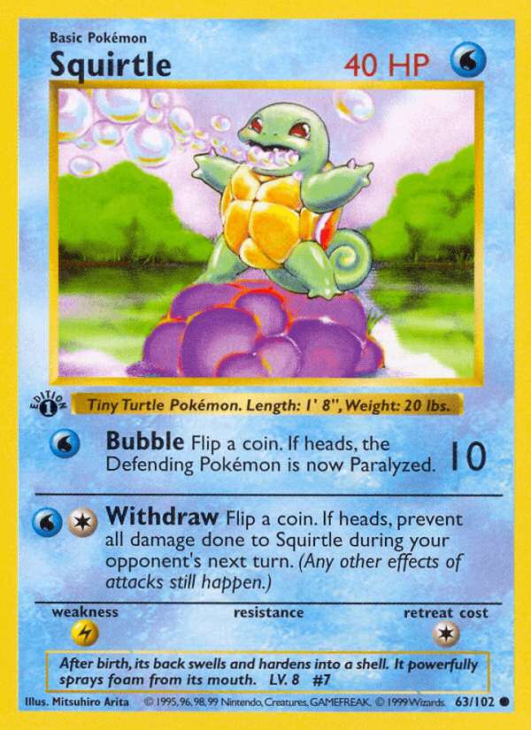 Squirtle, carta 63 de Base Set