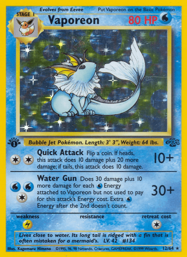 Vaporeon, carta 12 de Jungle