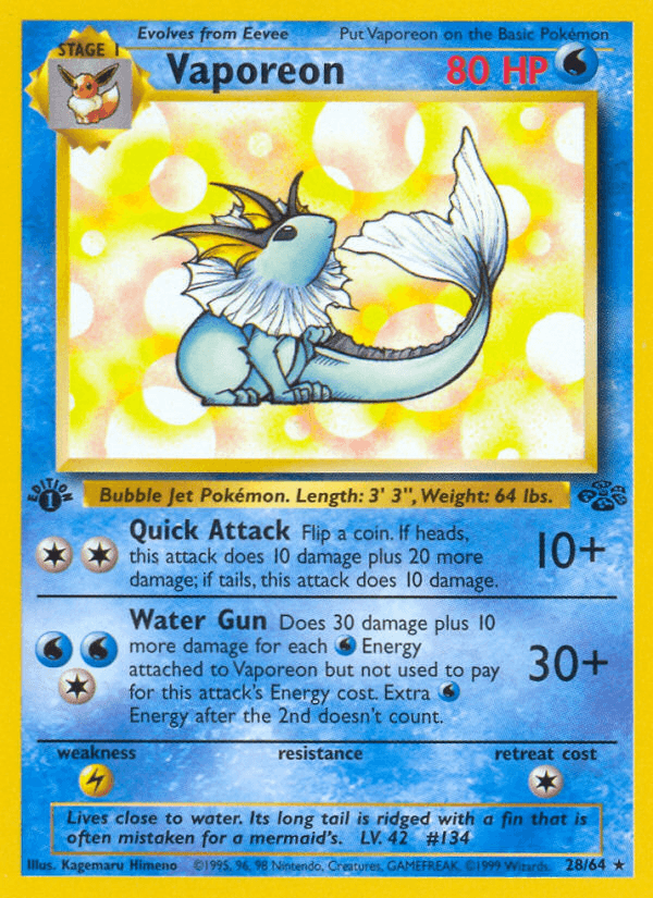 Vaporeon, carta 28 de Jungle