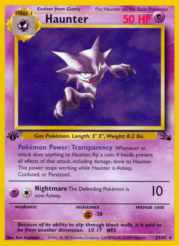 Haunter, carta 21 de Fossil