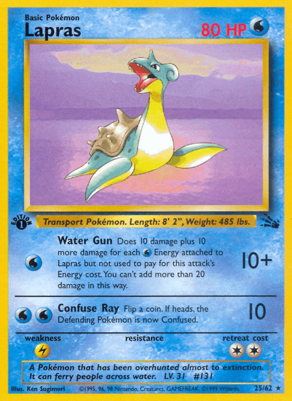 Lapras, carta 25 de Fossil