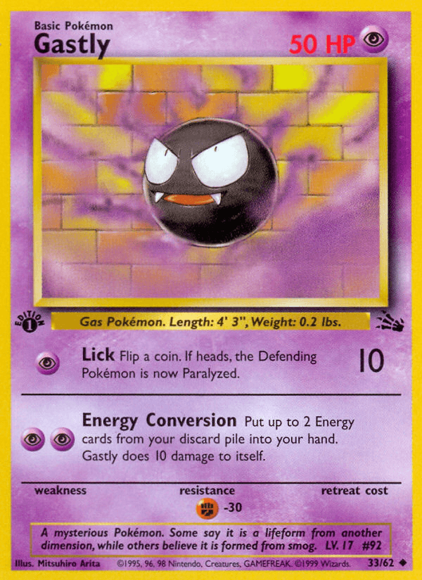 Gastly, carta 33 de Fossil
