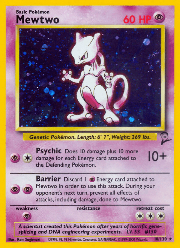 Mewtwo, carta 10 de Base Set 2