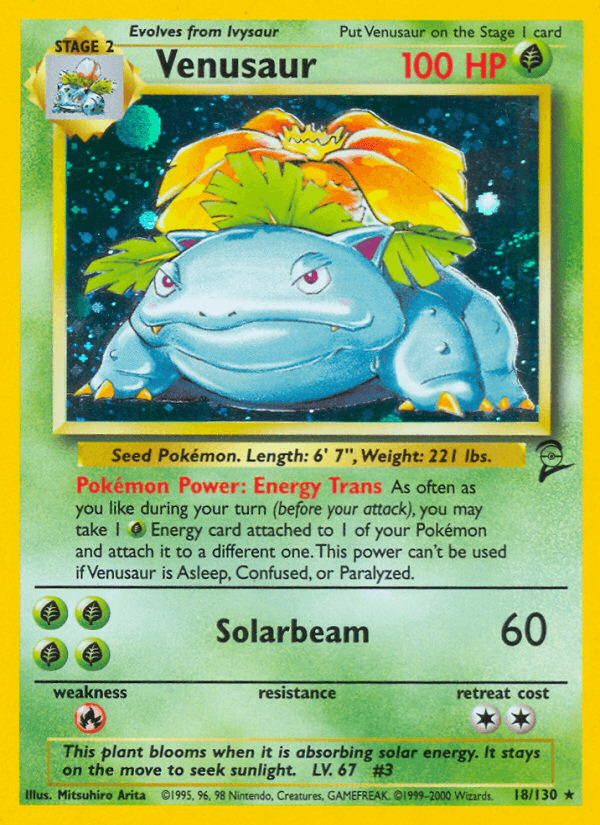 Venusaur, carta 18 de Base Set 2