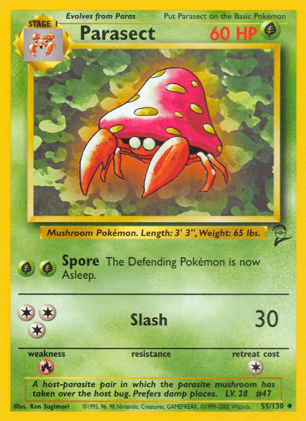 Parasect, carta 55 de Base Set 2