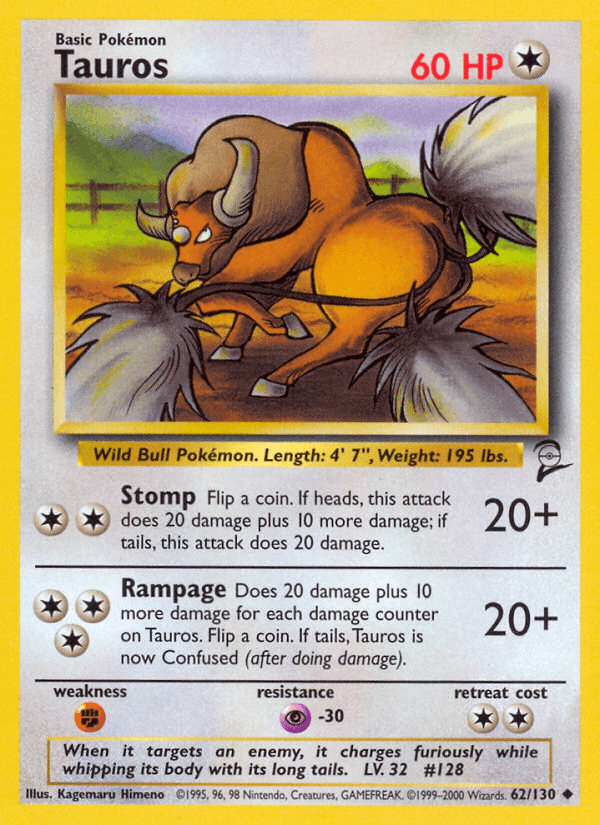 Tauros, carta 62 de Base Set 2