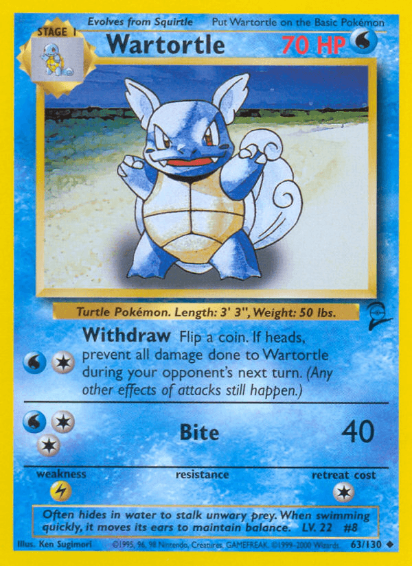 Wartortle, carta 63 de Base Set 2