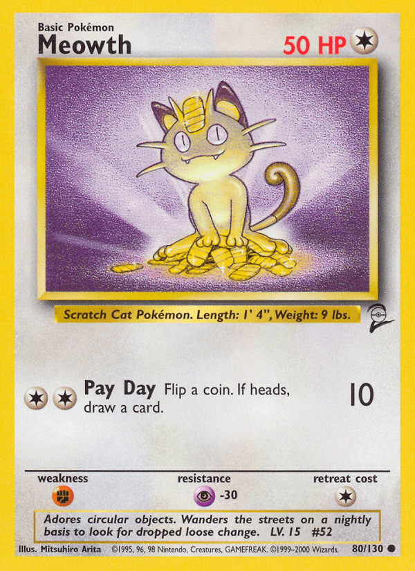 Meowth, carta 80 de Base Set 2