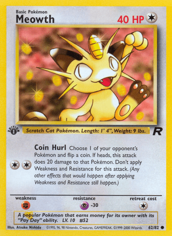Meowth, carta 62 de Team Rocket
