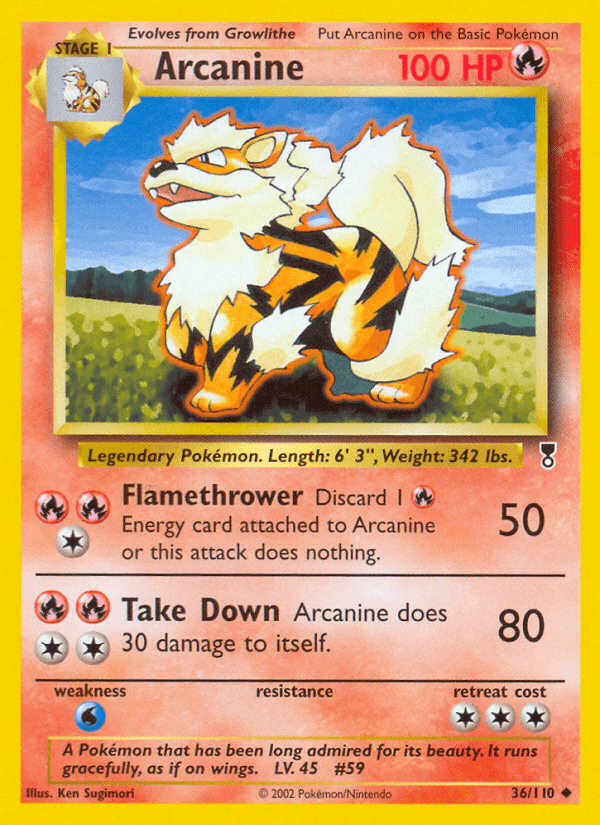 Arcanine, carta 36 de Legendary Collection