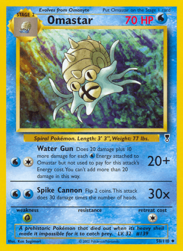 Omastar, carta 58 de Legendary Collection