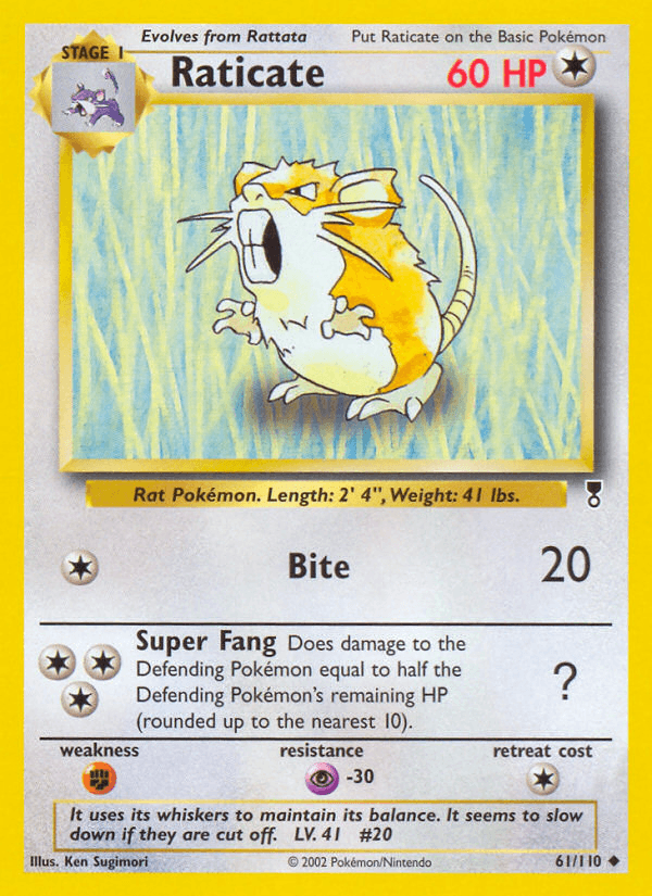 Raticate, carta 61 de Legendary Collection