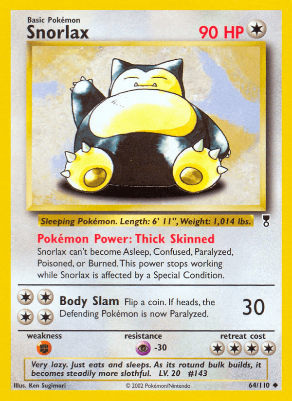 Snorlax, carta 64 de Legendary Collection