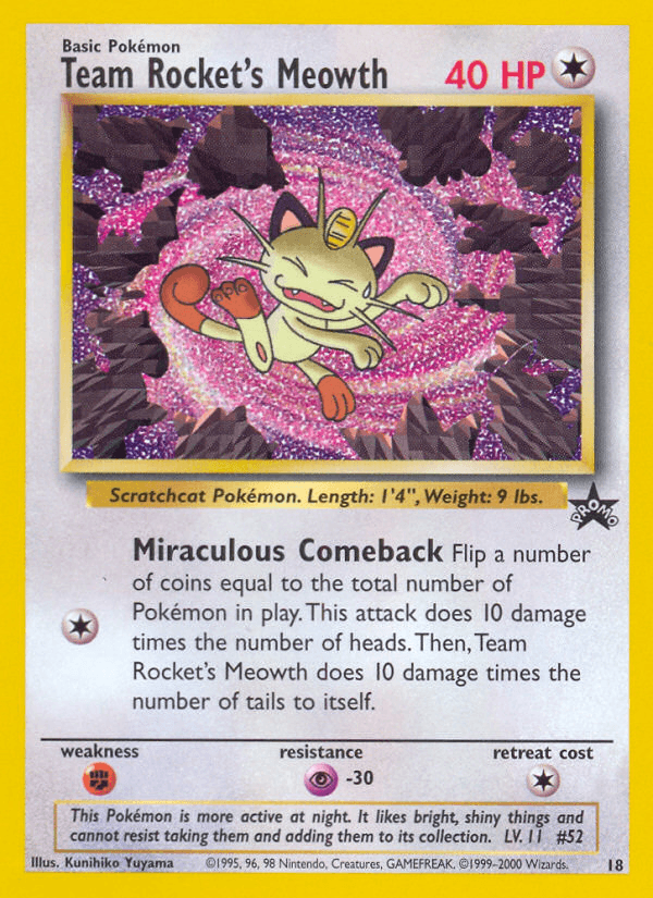 Team Rocket's Meowth, carta 18 de Wizards Black Star Promos