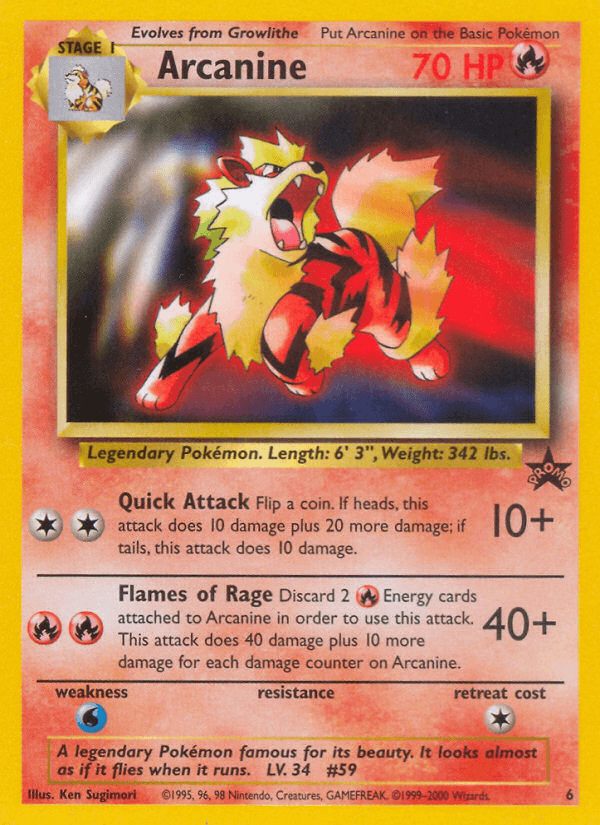 Arcanine, carta 6 de Wizards Black Star Promos