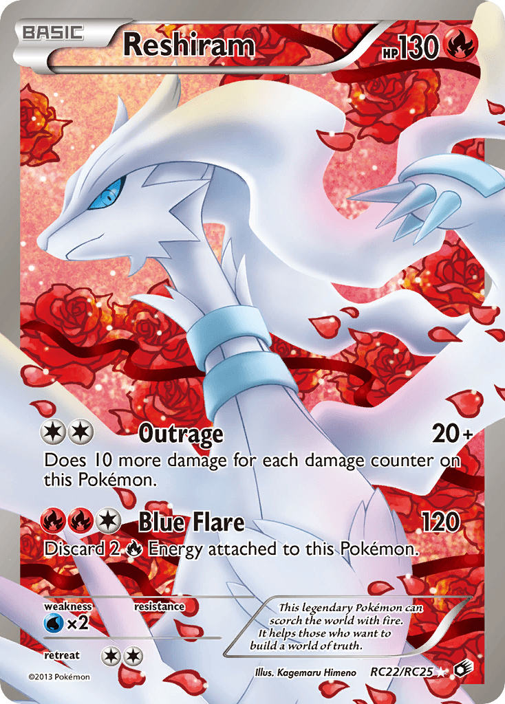 Reshiram, carta RC22 de Legendary Treasures