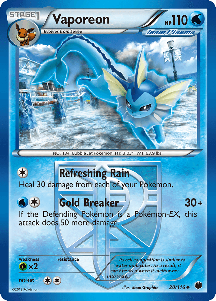 Vaporeon, carta 20 de Plasma Freeze
