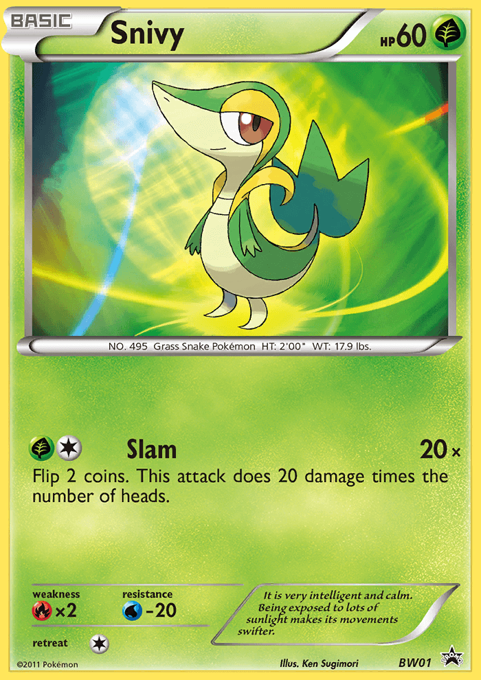 Snivy, carta BW01 de BW Black Star Promos